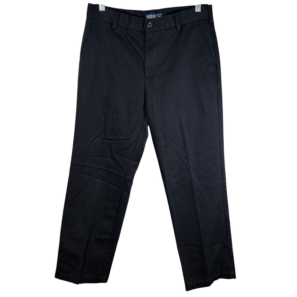 IZOD American Chino Mens 32x30 Slim Fit Black Cotton Twill Pants Trousers